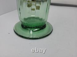 Legras Enameled Wild Flower Green Optic Molded Ruffled Vase 12 inch