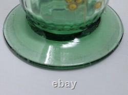 Legras Enameled Wild Flower Green Optic Molded Ruffled Vase 12 inch