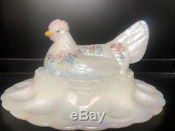 Limited Edition Fenton Iridescent Chicken Hen On A Nest Deviled Egg Tray Plate