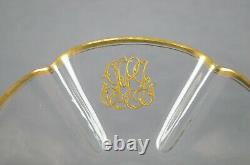 Lobmeyr Hand Blown Lobed Glass Raised Gold Monogram Finger Bowl & Underplate
