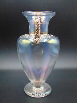 Lobmeyr Harrach Iridescent Glatt Iris Enamled Art Nouveau Soap Bubble Glass Vase