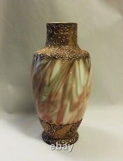 Loetz 12 Hellmarmor Marmoriertes Marbled Art Glass Vase Enamel Persian Moroccan