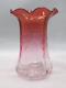 Loetz Antique Bohemian Victorian Makart To Pink Geometric Cut Art Glass Vase