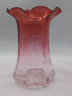 Loetz Antique Bohemian Victorian Makart to Pink Geometric CUT Art Glass Vase