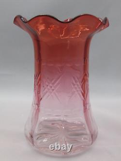 Loetz Antique Bohemian Victorian Makart to Pink Geometric CUT Art Glass Vase