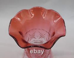 Loetz Antique Bohemian Victorian Makart to Pink Geometric CUT Art Glass Vase