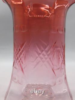 Loetz Antique Bohemian Victorian Makart to Pink Geometric CUT Art Glass Vase