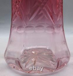 Loetz Antique Bohemian Victorian Makart to Pink Geometric CUT Art Glass Vase