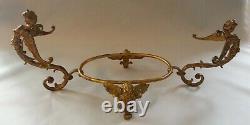 Loetz Marbled Glass Marmorierte Brides Bowl in Brass Basket Nymphs Centerpiece