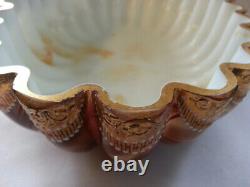 Loetz Marbled Glass Marmorierte Brides Bowl in Brass Basket Nymphs Centerpiece