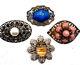 Lot 4 Vtg Antique Victorian Filigree Czech Art Glass Brooches 1 W Owner Name