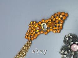 Lot Of 7 Victorian antique brooches with rhinestone and art glass. Cezcho