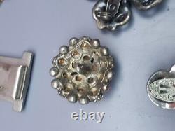 Lot Of 7 Victorian antique brooches with rhinestone and art glass. Cezcho