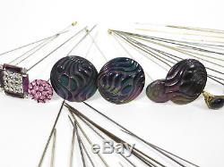 Lot of 54 Antique/Victorian Hat Pins Carnival Glass Art Deco Rhinestone Enamel