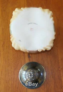 Lovely Antique Mount Washington Art Glass Biscuit Cracker Jar Hand Painted #'d