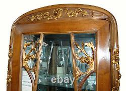 Lovely Art Nouveau Inlaid Glass Vitrine c1900 #6740