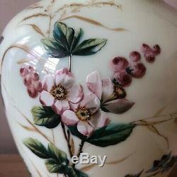 Lovely Large Bristol Glass Vase Flowers & Butterflies
