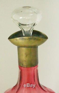 Lovely Victorian Moser Cranberry Art Glass Liquor Decanter Sn Austria Blown Cut