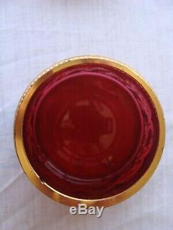 Lovely Victorian Red Moser Glass With 24k Yellow Gold Flower Design