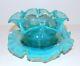 Lovely Vintage Victorian Art Glass Green Opalescent Finger Bowl & Underplate