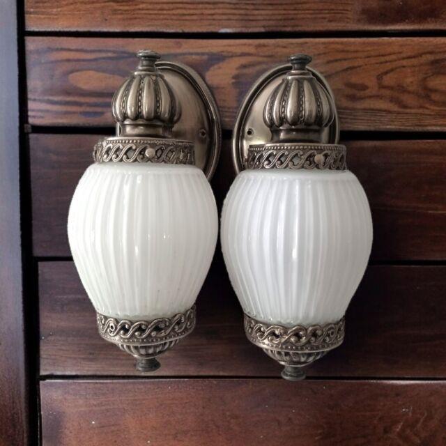 Monarch Sconce Light Fixture Vintage White Glass Ribbed Victorian Art Deco Mcm