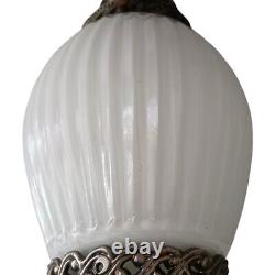 MONARCH Sconce Light Fixture Vintage White Glass Ribbed Victorian Art Deco MCM