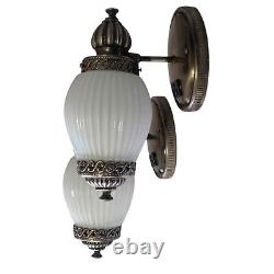 MONARCH Sconce Light Fixture Vintage White Glass Ribbed Victorian Art Deco MCM