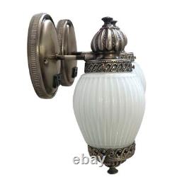 MONARCH Sconce Light Fixture Vintage White Glass Ribbed Victorian Art Deco MCM