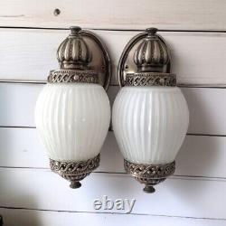 MONARCH Sconce Light Fixture Vintage White Glass Ribbed Victorian Art Deco MCM