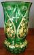Moser Antique Emerald Green Cut To Clear Intaglio Gold Gilded 1900's Vase, Nice
