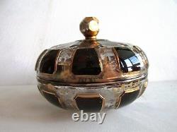 MOSER BOHEMIAN CABOCHON RUBY CUT GLASS TRINKET/ JEWELRY/ POWDER BOX Dresser