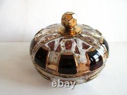 MOSER BOHEMIAN CABOCHON RUBY CUT GLASS TRINKET/ JEWELRY/ POWDER BOX Dresser