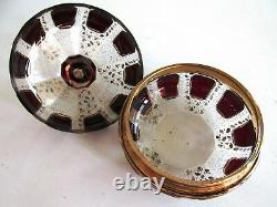 MOSER BOHEMIAN CABOCHON RUBY CUT GLASS TRINKET/ JEWELRY/ POWDER BOX Dresser