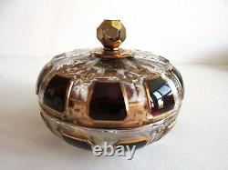 MOSER BOHEMIAN CABOCHON RUBY CUT GLASS TRINKET/ JEWELRY/ POWDER BOX Dresser