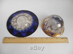 MOSER Bohemian COBALT BLUE Gilt GOLD ENAMEL STARS Art Glass BOWL Dish PLATE