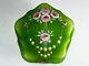 Moser Decorated Blown Out Jewelery Patch Box Emerald Green Roses Wild Roses