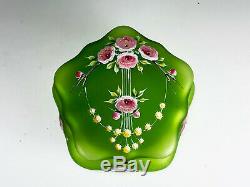 MOSER Decorated Blown Out Jewelery Patch Box Emerald Green Roses Wild Roses