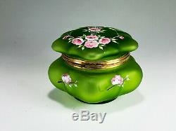 MOSER Decorated Blown Out Jewelery Patch Box Emerald Green Roses Wild Roses