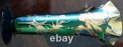 MOSER Early1900's Unique & Fine 12 Tall Green & Lots of Gold Flared Top Vase