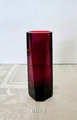 MOSER RUBY RED Cabinet Window Vase 6.25 inch C. 1900's Marked