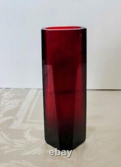 MOSER RUBY RED Cabinet Window Vase 6.25 inch C. 1900's Marked