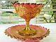 Moser Attributed Cranberry & Gold Sherbert Cup And Underplate Set Awesome