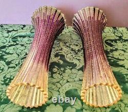 MOSER's Old unique, rare custom, non-production vase set. Amethyst, 22K Gold