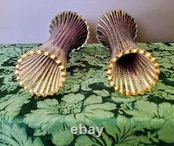 MOSER's Old unique, rare custom, non-production vase set. Amethyst, 22K Gold