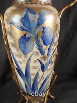 Magnificent Aesthetic Bronze Mounted Antique Bristol Hand Decorated Vase 14