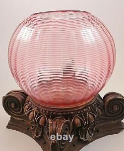 Magnificent Antique Victoria Applied Cranberry Threaded Art Glass Rose Bowl Vase