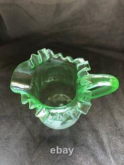 Mary Gregory Vaseline Glass Pitcher Victorian