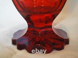 Mid 19th Century German Engraved Scenes Ruby Stained Cut Glass Goblet