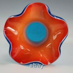 Mid Century Chinese'Lotus Flower / Snowflakes' Vase by Dalian Glass Co C. 1970