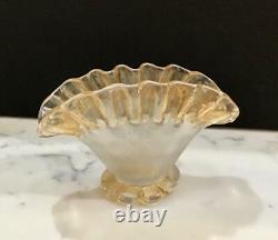 Miniature Pomona Glass Fan Vase or Toothpick Holder, Ruffled Rim, First Ground